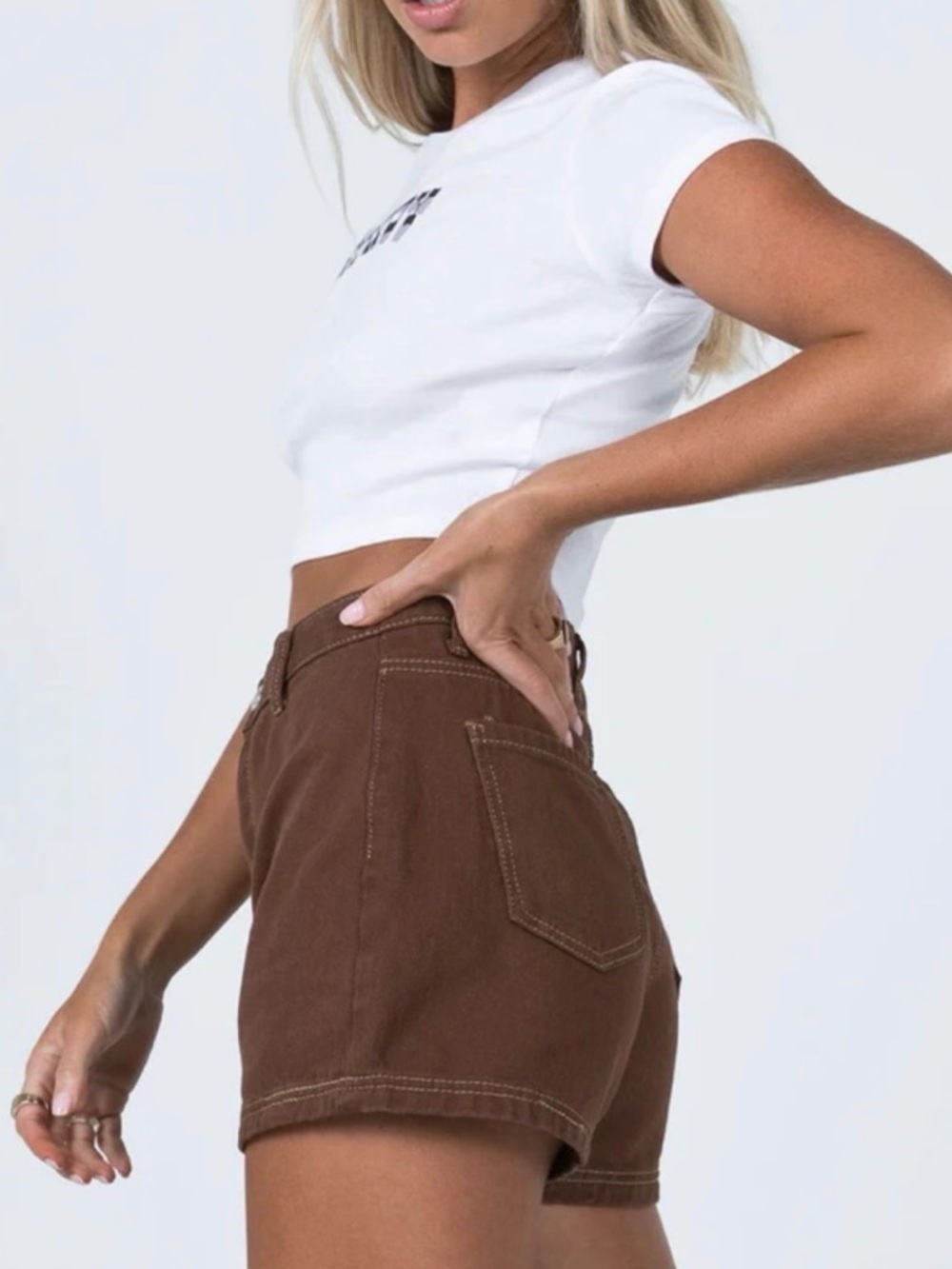 Princess Polly Darby A Line Brown High-Rise Denim Shorts Women’s Size 6